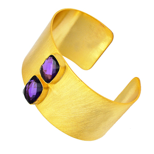 925อัญมณีอเมทิสต์สีม่วงธรรมชาติสำหรับผู้หญิงกำไลชุบทองและเงินสเตอร์ลิงกำไลข้อมือแฟชั่นคลาสสิก - Product Image 3