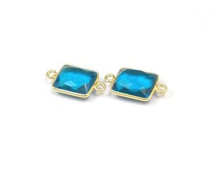Hermoso conector de bisel de Topacio azul claro de Plata de Ley 925 - Product Image 4