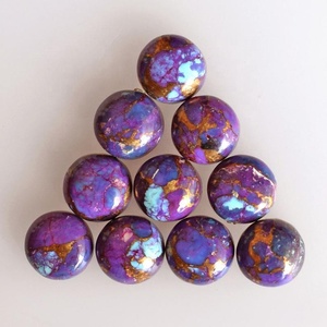 Turquesa de Cobre Púrpura Natural de 8mm, Forma Redonda, Cabujón Plano, Piedras Preciosas Sueltas Hechas a Mano para Engaste de Joyería, la Mejor Colección - Product Image 2