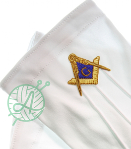 Badge de franc-maçonnerie en 100% coton, symbole Regalia, blanc - Product Image 2
