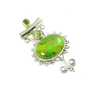 สินค้ามาใหม่จี้เงินสเตอร์ลิงสีเขียวทองแดงเทอร์ควอยซ์หลากสี925จี้เครื่องประดับชั้นดีและเสน่ห์ - Product Image 1