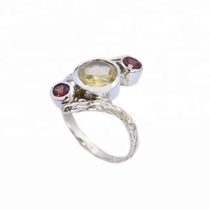 Dernière conception de l'éternité Bague en argent vermeil Bague en argent sterling 925 Citrine Multi pierres précieuses Réglage de la lunette Mariages à la mode coûteux - Product Image 1