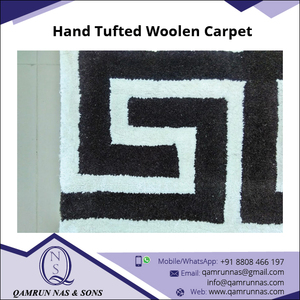 พรมขนสัตว์ทอมือวัสดุหนาคุณภาพดีสีเขียวศูนย์กลางการออกแบบเส้นขอบใหญ่สีขาว - Product Image 4