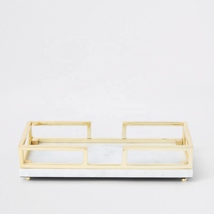 Mármol bandeja mármol bandeja de desayuno de mármol bandeja con mango de metal al por mayor del fabricante - Product Image 1