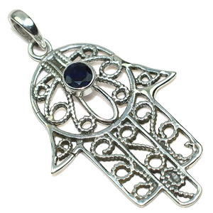 Pendentifs en argent Sterling 925 Iolite bleue de forme ronde Pure, bijoux uniques en argent, fabricant de bijoux indiens - Product Image 1