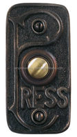 OMG Industries Bouton poussoir de porte en laiton antique Sonnette décorative Sonnette en laiton avec bouton en céramique.