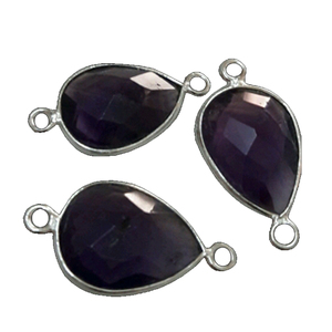 Conectores de Bisel Colgantes de Plata de Ley con Gema de Amatista de Sejal Creation, los Más Vendidos, Listos para Envío, Fornituras de Joyería - Product Image 1