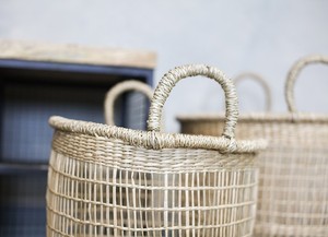 Panier de rangement rond en jonc de mer, ensemble de 3, panier de couleur naturelle, tissé à la main - Product Image 6