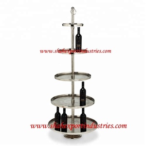 Tall Silver 5-Tier Metal Floor Display Rack with Waterproof Feature for Wedding Birthday Party and Cookie/<b>Cupcake</b> Serving Tray - Product Image 4