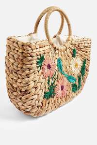 CHEAPEST PRICE NATURAL HANDCRAFT WATER HYACINTH <b>STRAW</b> <b>BAG</b> with FLOWERS EMBROIDERY & BUTTON VIET NAM WOMEN'S HOBO CASUAL TOE - Product Image 5