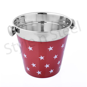 Cubo de hielo de acero inoxidable con impresión de estrellas, cubo de hielo con logotipo personalizado para boda, directo de fábrica - Product Image 1