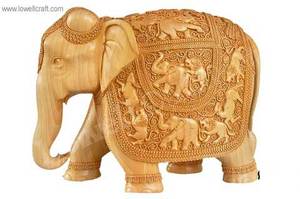 Sculpture en bois d'éléphant fait à la main, artisanat artisanal - Product Image 5