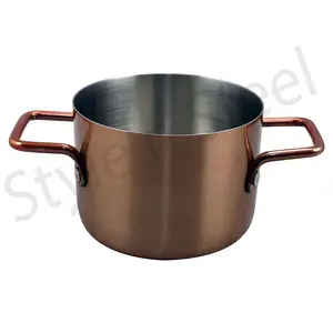 Casserole Saji Mini Luar Tembaga Warna Baja Tahan Karat Kualitas Tinggi Penyajian Makanan Stainless Steel Hot Pot untuk Dijual