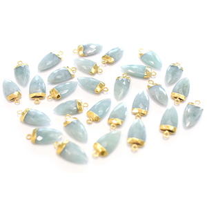 Pendentif plaqué or en forme de demi-marquise avec bélière, aigue-marine de 19 à 21 mm, pour la fabrication de bijoux - Product Image 3