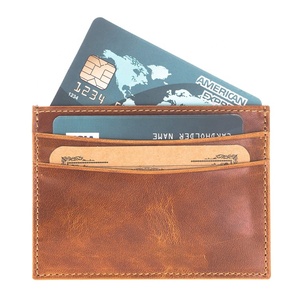 Portefeuille Slim personnalisé Vintage en cuir véritable, <span class=keywords><strong>porte</strong></span>-<span class=keywords><strong>cartes</strong></span> de crédit, avec Logo personnalisé, vente en gros, unités - Product Image 4
