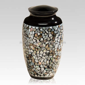Urne funéraire en métal avec mosaïque en verre Urne funéraire faite à la main pour cendres humaines - Product Image 1