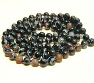 Collares étnicos hechos a mano con cuentas de artista indio, cuentas naturales de ágata a rayas, borla anudada, Mala perla, diamante, fiestas religiosas - Product Image 4