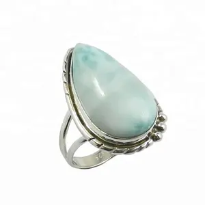 Elegant Rare Larimar Gemstone Ring Wholesale Price Silver Jewelry Solid 925 Sterling Silver Jewelry