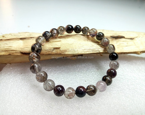 Pulsera Super Seven Gemstone Balls Lepidocrocite, Cacoxenite Smooth Super Seven Cabochon Balls a precio mayorista - Product Image 4