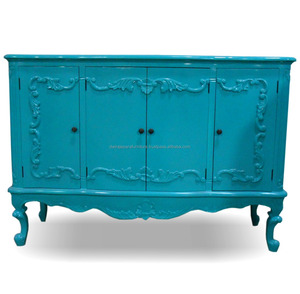 Vert Buffet 4 Portes Meubles-Mobilier de Salle À Manger De Style Français. - Product Image 1