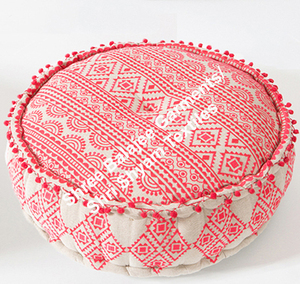 Pouf de sol en tissu de sari vintage fait main en Inde, siège de sol, canapé, poufs, ottomanes, tabourets, housse de pouf en noir, pouf, poufs - Product Image 2