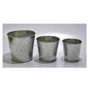 American Style <b>Small</b> Galvanized Metal Floor Boughpot <b>Planter</b> for Home Garden Decoration Herb & Flower Pot Floor Use - Product Image 2