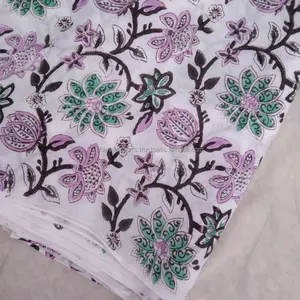 Beautiful Hand Block Printed Cotton Fabric For Garment, Home Furnishing & Accessories, Floral Print Fabric For Women Clothing