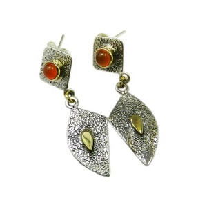 Hot Sale 925 Sterling <b>Silver</b> Bezel Set <b>Stud</b> <b>Earring</b> with Carnelian Gemstone Gold Plated Fashion Jewelry <b>for</b> <b>Women</b> Girls <b>for</b> Gift - Product Image 1