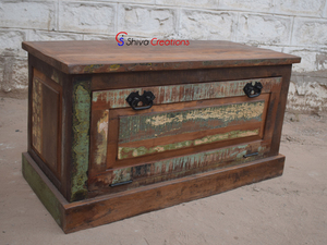 Antique Multicolor Solid Wood Shoe Cabinet Recycled <b>Reclaimed</b> Furniture for Home Living Room Elegant Recycled Wood Rack - Product Image 2