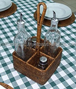 Organizador de Condimentos de Ratán Marrón Estilo Vintage, Ecológico, Tejido a Mano, Tamaño Personalizable, Logotipo, Accesorios de Cocina para Restaurantes - Product Image 4