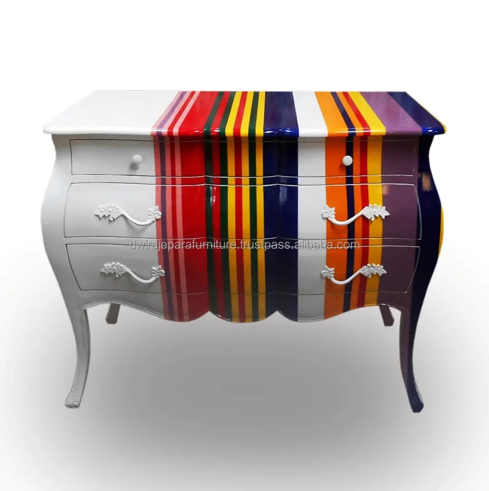 Möbel aus französischen Bombay Commode Stripe Chic Farben für Wohnzimmer möbel und Wohnzimmer Hergestellt von Dwira Jepara Furniture