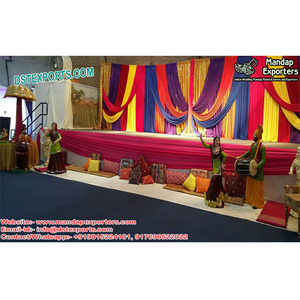 Punjabi Sangeet ม่านฉากหลังตกแต่งเวที mhandi ม่านฉากหลังเวทีแต่งงาน - Product Image 1