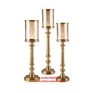 Gold PIller <b>Candle</b> <b>Holder</b> Set of 3 Tall Home <b>Floor</b> & Wedding Decoration T Light <b>Candle</b> <b>Holder</b> Pillar & Glass Votive - Product Image 1