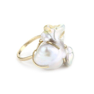 Bague de perle d'eau douce baroque de haute qualité Design d'ouverture de doigt d'index féminin de luxe Style de haute personnalité - Product Image 1