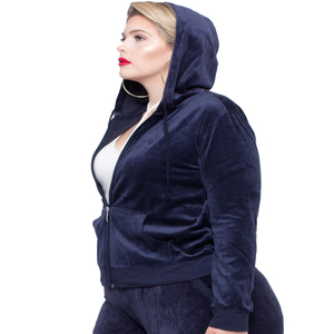 Women's Winter Long 3D Embroidery Oversized <b>Hoodies</b> for Gym Sports Velvet <b>Velour</b> Fabric Casual Wear - Product Image 1