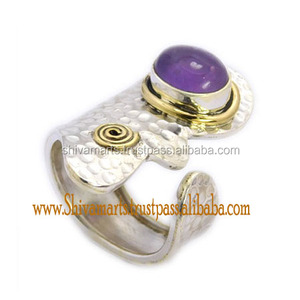 Antique Polish <b>Amethyst</b> Gemstone <b>Ring</b> Handmade 925 Sterling Silver Jewelry for Weddings & Parties - Product Image 2