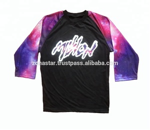 Camisetas de béisbol de manga 3/4 para hombre y mujer con logotipo personalizado, algodón, poliéster satinado, talla grande, transpirable, antiarrugas, secado rápido, estampado - Product Image 1