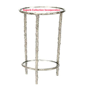Table d'appoint en argent avec dessus en verre gaufré sur Offre Spéciale 2019 - Product Image 1