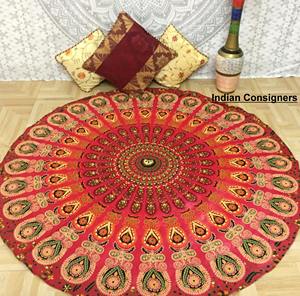 Cotton <b>Yoga</b> <b>Mat</b> Wall Hanging Beautiful Peacock Mandala Beach Towel Picnic <b>Mat</b> Home Decor Handmade By Indian Consigners - Product Image 1