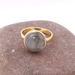 Labraorite Gemstone ring in 925 Sterling Silver Beautiful handmade Gold Plated Fashion Unique Jewelry - Product Image 1