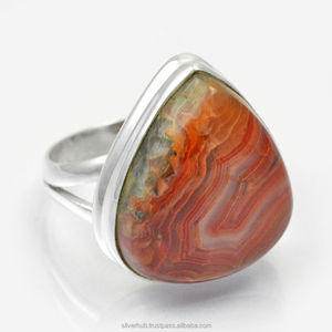 แหวนพลอยโมราสำหรับผู้หญิงลายลูกไม้บ้าธรรมชาติแบบ100% 925แข็งสีเงินสเตอริงหมั้นแต่งงานแหวน - Product Image 1