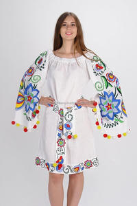 พิเศษปีกฤดูร้อนรุ้งปักดอกไม้งานแต่งงาน Midi ชุด Amazing แขนผีเสื้อเทศกาลดอกไม้ Pom Pom Tunic - Product Image 4