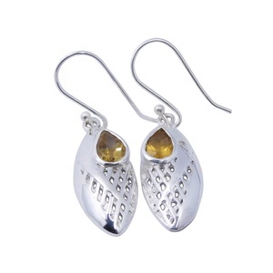 Nouveau modèle chaud 925 boucles d'oreilles en argent Sterling Citrine pierre précieuse or Rose grenat pierre principale Rhodium femmes mariage fiançailles cadeau - Product Image 1