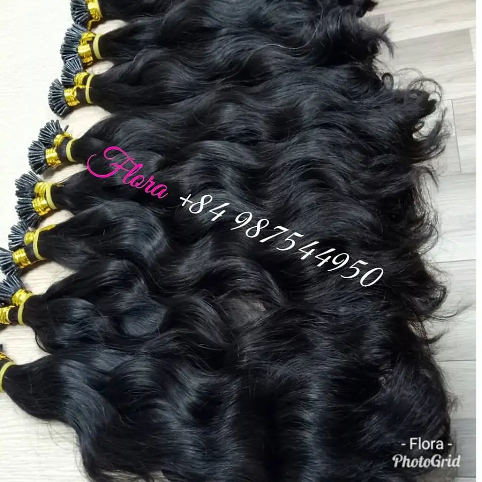 I Tips in Hair 18 inches Lengths Natural Black Color Vietnamese Hair Natural Wavy Human Hair Extension