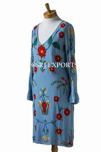 Vestido de fiesta clásico de manga larga, estilo Masterly, impresionante, forrado, gama alta, Banjara, Túnica con bordado Floral, trabajo - Product Image 4