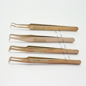 Pinzas de extensión de pestañas de oro rosa de alta calidad, extensión de volumen de logotipo personalizado, pinzas de agarre puntiagudas para artista - Product Image 5