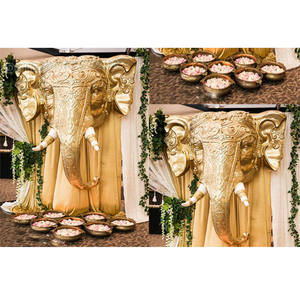 Panneaux de visage d'éléphant d'entrée de mariage élégant sri lankais décoration de mariage élégante statue d'éléphant urne - Product Image 1
