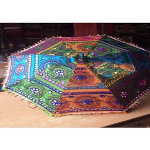 Sombrilla colorida de rattar Rajasthani para decoración de mesa, paraguas de boda indios, parsoles