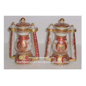 ภาพวาดหินอ่อนสีขาว Makrana สีทอง lalten ที่ไม่ซ้ำกันและการออกแบบโบราณใช้เป็นของขวัญส่งเสริมการขายที่มีคุณภาพสูงทำในอินเดีย - Product Image 1