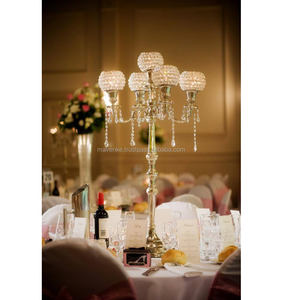 Gran diseño, 5 brazos, Copas de Metal y cristal, candelabros de suelo para boda, decoración de fiesta de Navidad, candelabros dorados - Product Image 1